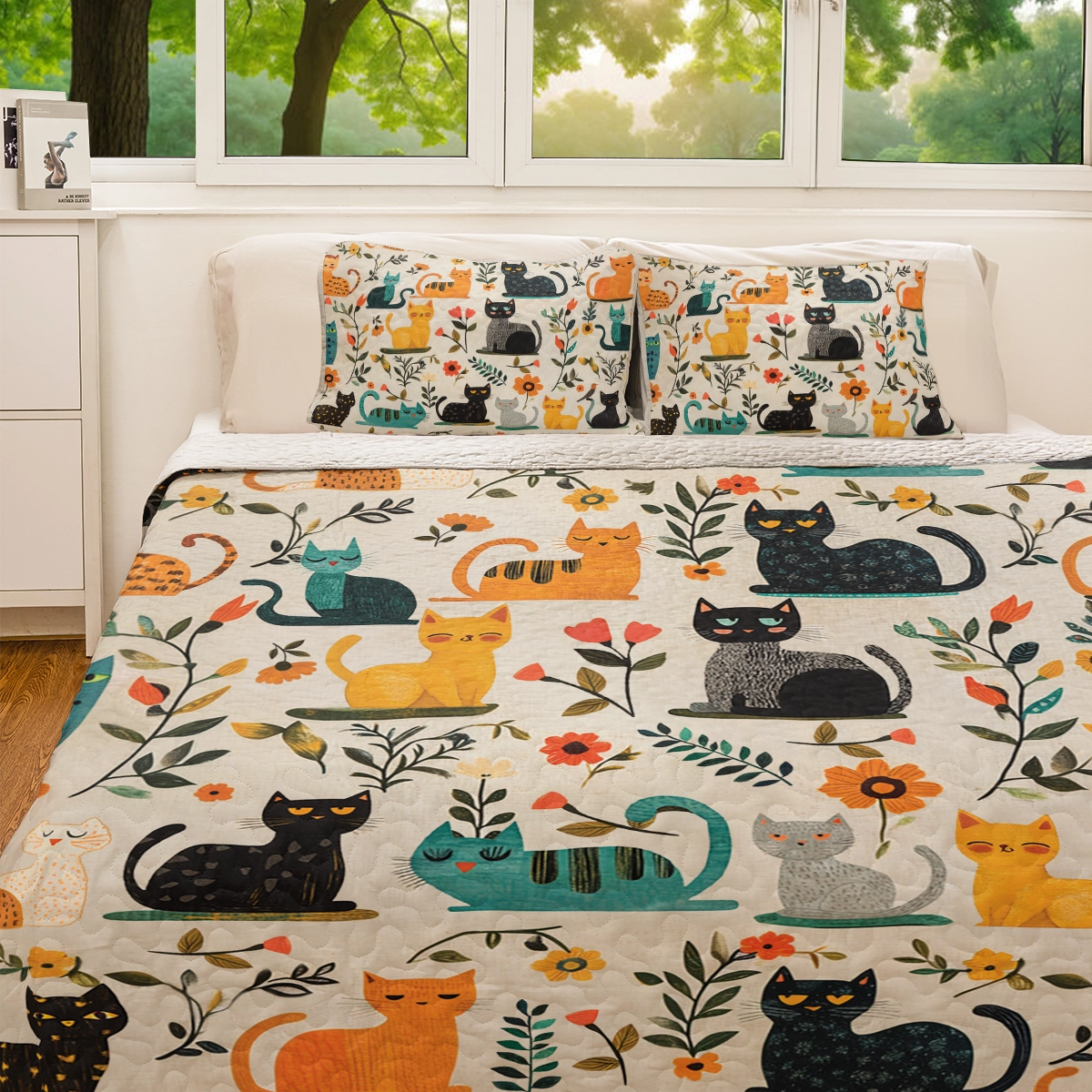 Shineful All Season Quilt 3-Piece Set - Purrfect Dreams Cat