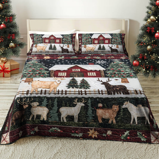 Shineful 4-Piece Bed Sheet Set Christmas in Farm