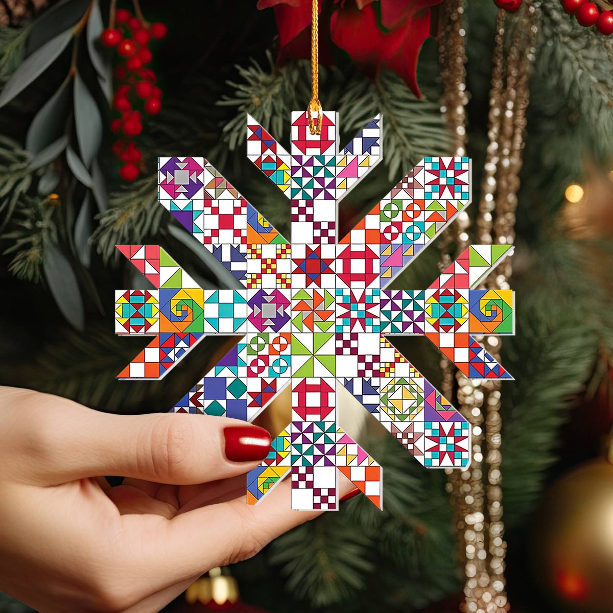 Shineful Acrylic Ornament Quilt Block Snowflake