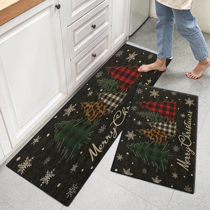 Shineful Ultra-Thin Non Skid Floor Mat, Kitchen Rugs Christmas Eve Forest