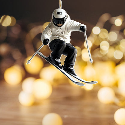 Shineful 2D Acrylic Ornament Personalized Skiing Fun