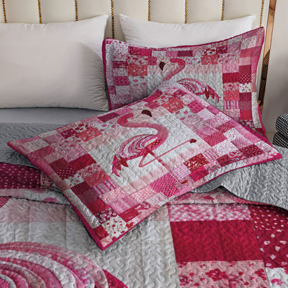 Shineful All Season Quilt 3-teiliges Set Rosa Flamingo 