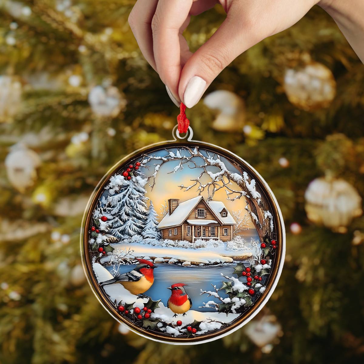 Shineful 2D Acrylic Ornament Winter Cabin - Pack Discount