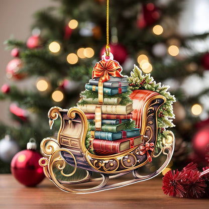 Shineful 2D Acrylic Ornament Bookish Sleigh Ride