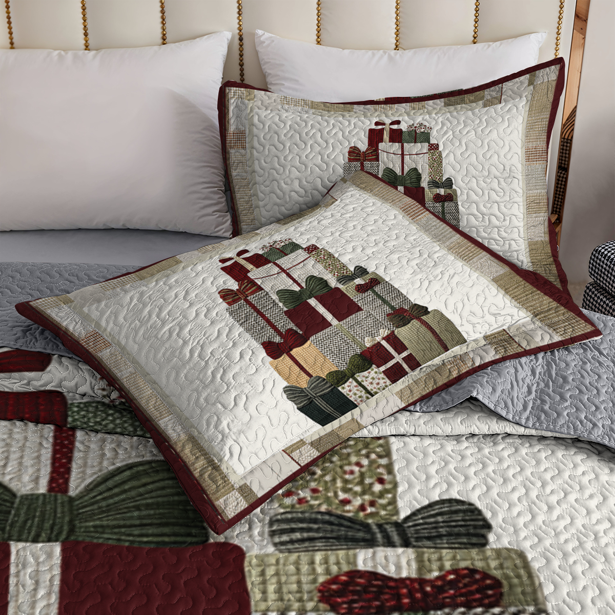 Shineful All Season Quilt 3-Piece Set - Christmas Retro Gift Boxes