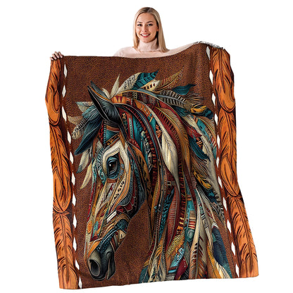 Shineful Fleece Blanket Tribal Horse Majesty