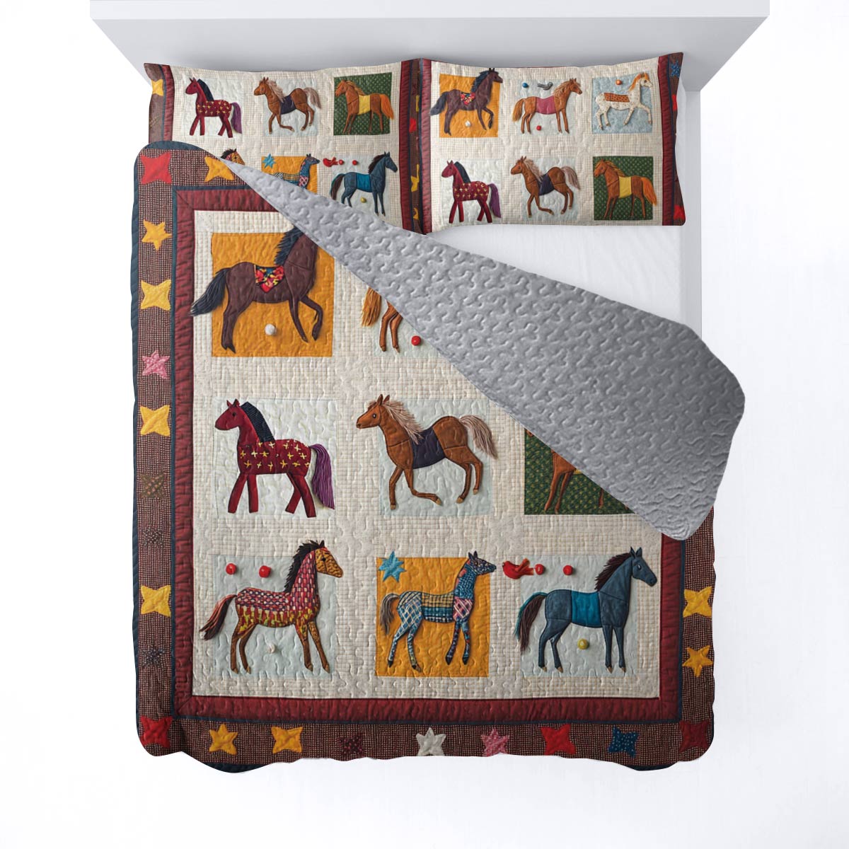 Shineful All Season Quilt 3-Piece Set Playful Horses