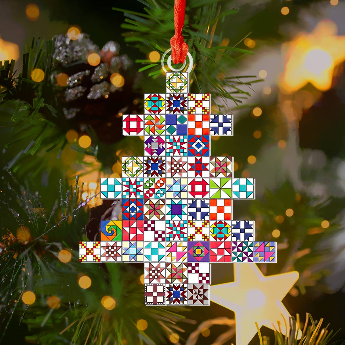 Shineful Acrylic Ornament Quilt Block Tree