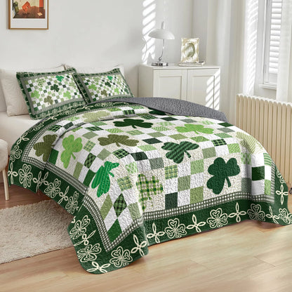 Shineful All Season Quilt 3-Piece Set Celtic Shamrock Patchwork