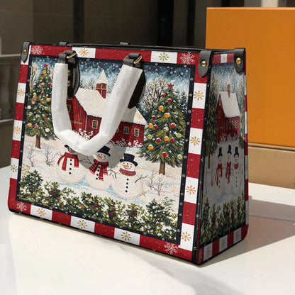 Sac en cuir brillant avec breloque de Noël à la campagne