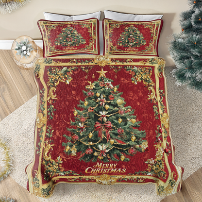 Shineful All Season Quilt 3-Piece Set Royal Christmas Tree