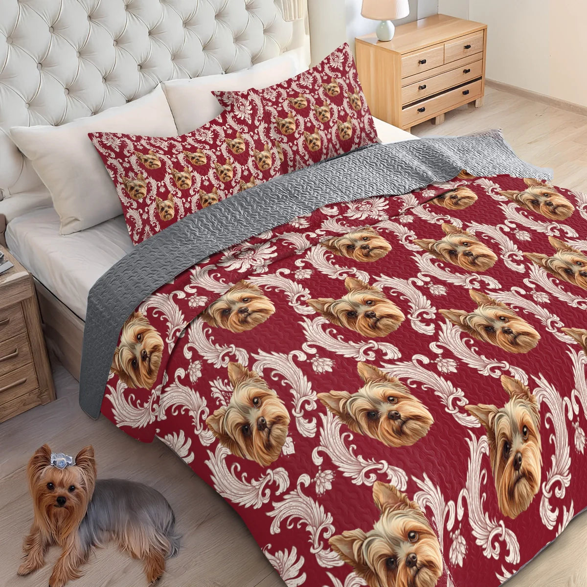 Shineful All Season Quilt 3-Piece Set  Royal Yorkie Charm