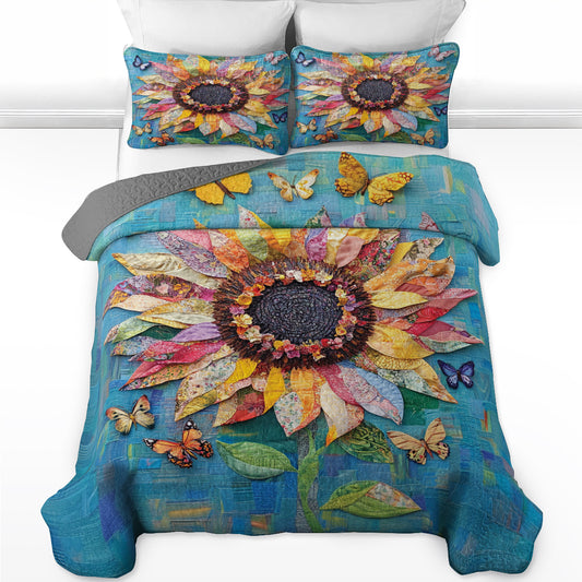 Shineful All Season Quilt 3-Piece Set Vibrant Sunflower Dream