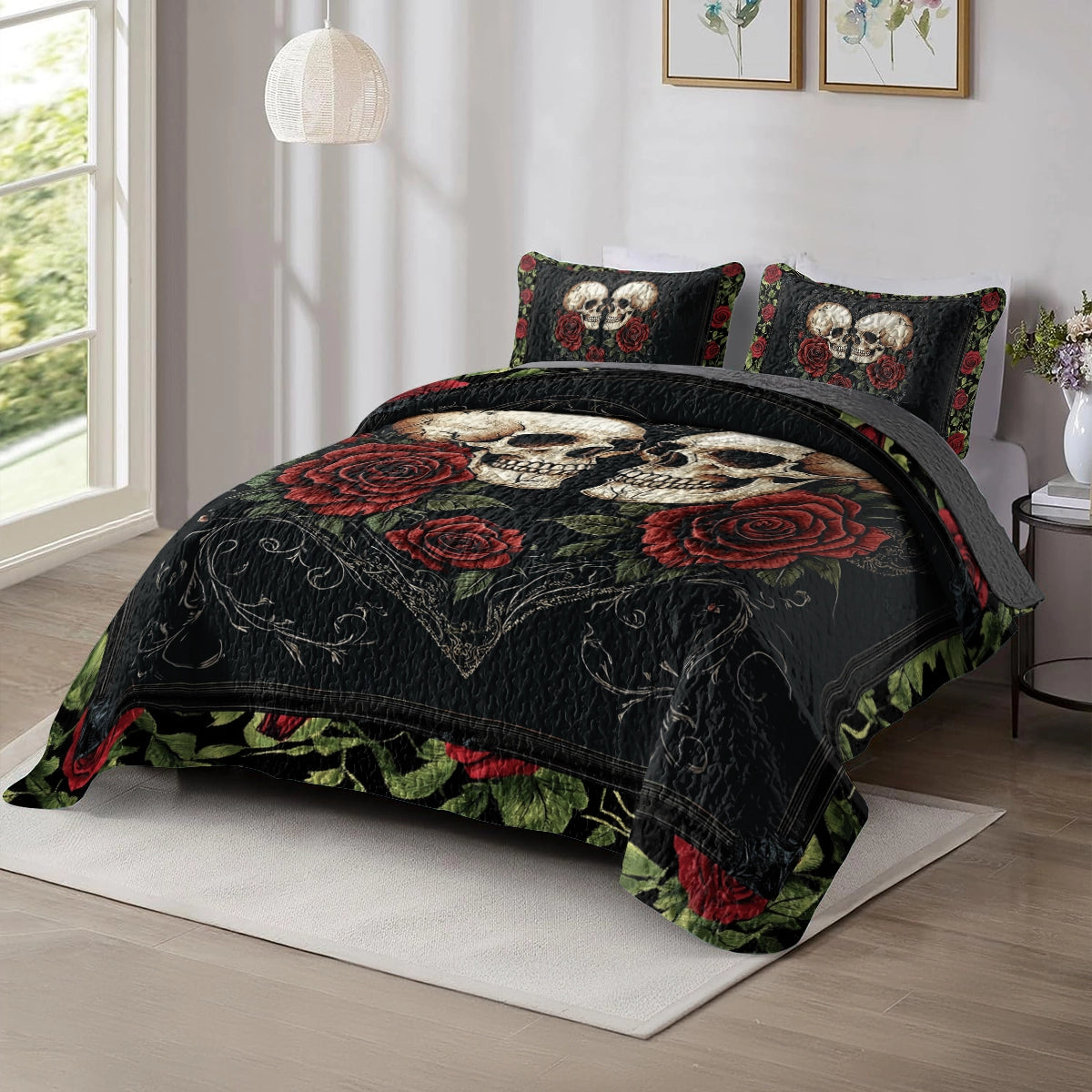 Shineful All Season Quilt 3-Piece Set - Eternal Skull Romance