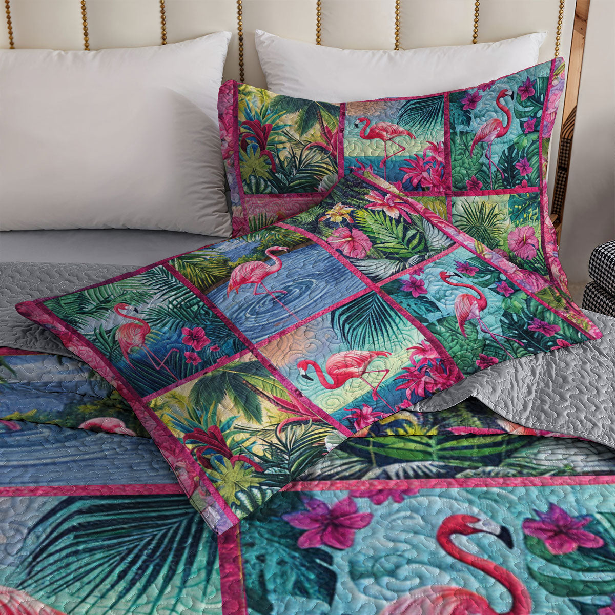 Shineful All Season Quilt 3-Piece Set Lush Flamingo