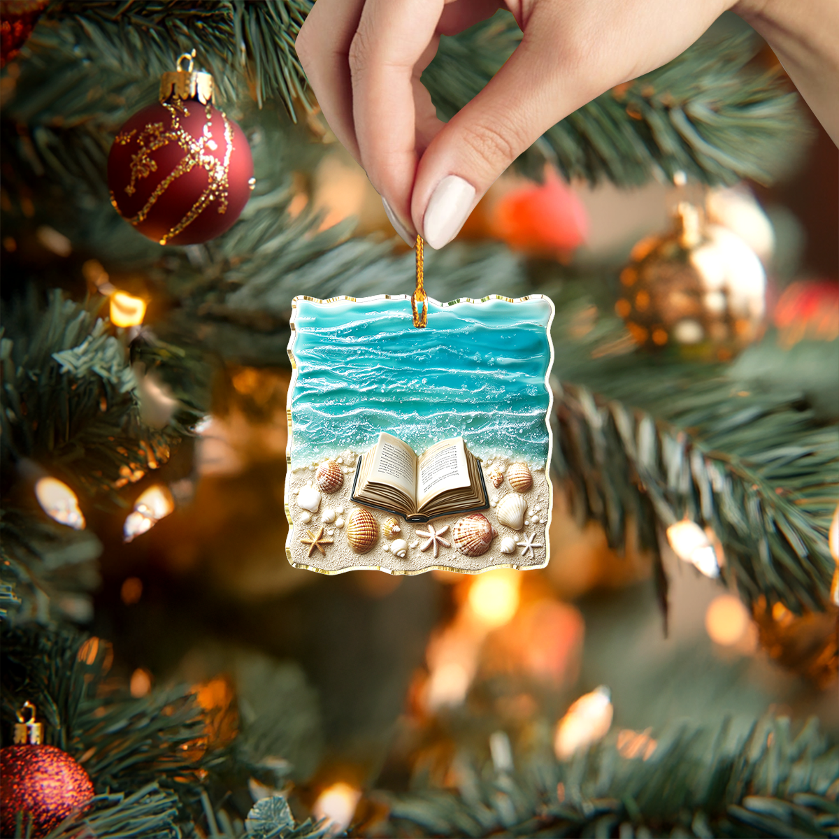 Shineful 2D Acrylic Ornament Healing Beachside Reading Escape