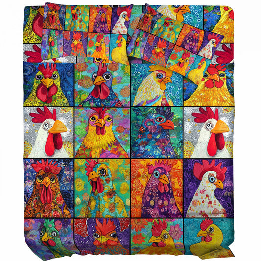 Shineful 4-Piece Bed Sheet Set Funny Chicken