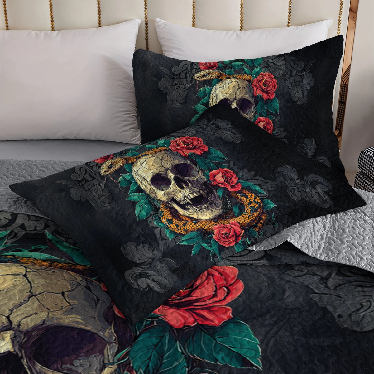 Shineful All Season Quilt 3-Piece Set - Romance Skull Poisoned Love