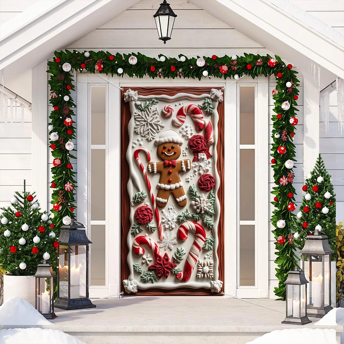 Shineful Door Cover Sweet Holiday Gingerbread Charm