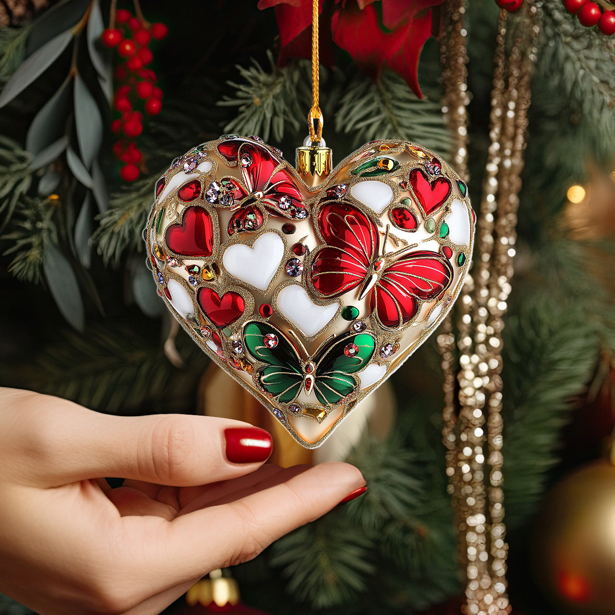 Shineful 2D Acrylic Ornament Beautiful Butterfly Heart