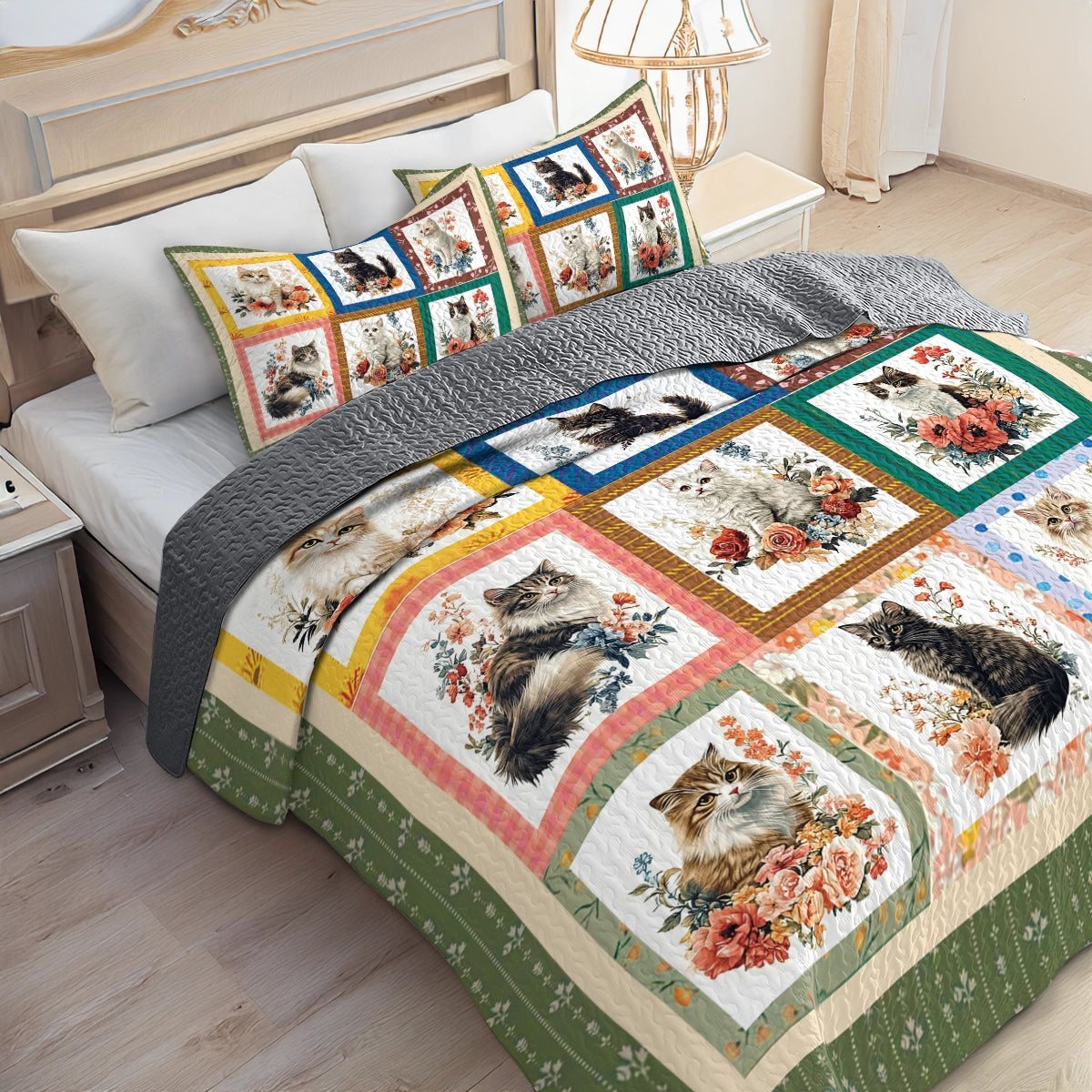 Shineful All Season Quilt 3-Piece Set - Purr-fectly Cozy Cat