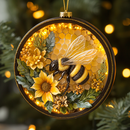 Shineful 2D Acrylic Ornament Golden Golden Bloom Bee