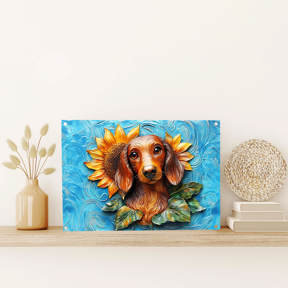 Shineful 2D Metal Sign SunFlower Dachshund