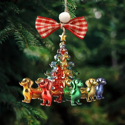 Shineful 2D Acrylic Ornament Whimsical Dachshunds Christmas Trees