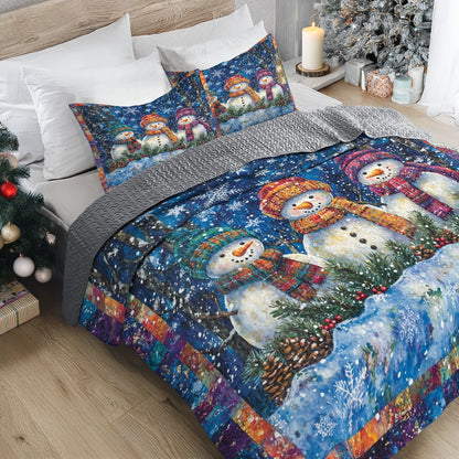 Shineful All Season Quilt 3-Piece Set - Cozy Christmas Snowman