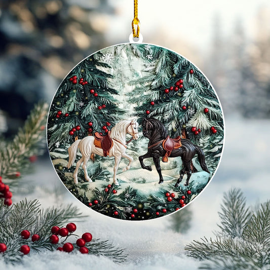 Shineful 2D Acrylic Ornament - Enchanted Winter Horses