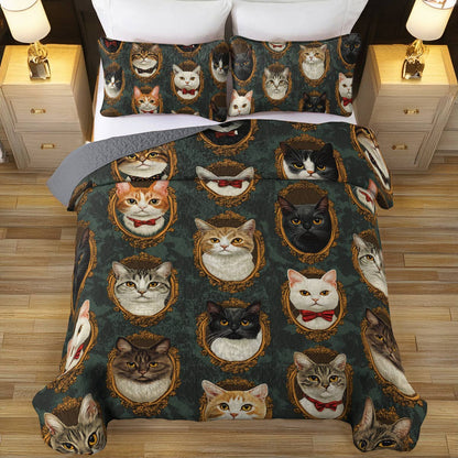 Shineful All Season Quilt 3-Piece Set Aristocratic Cats