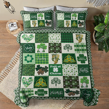 Shineful All Season Quilt 3-Piece Set Celtic Lucky Charm Clover