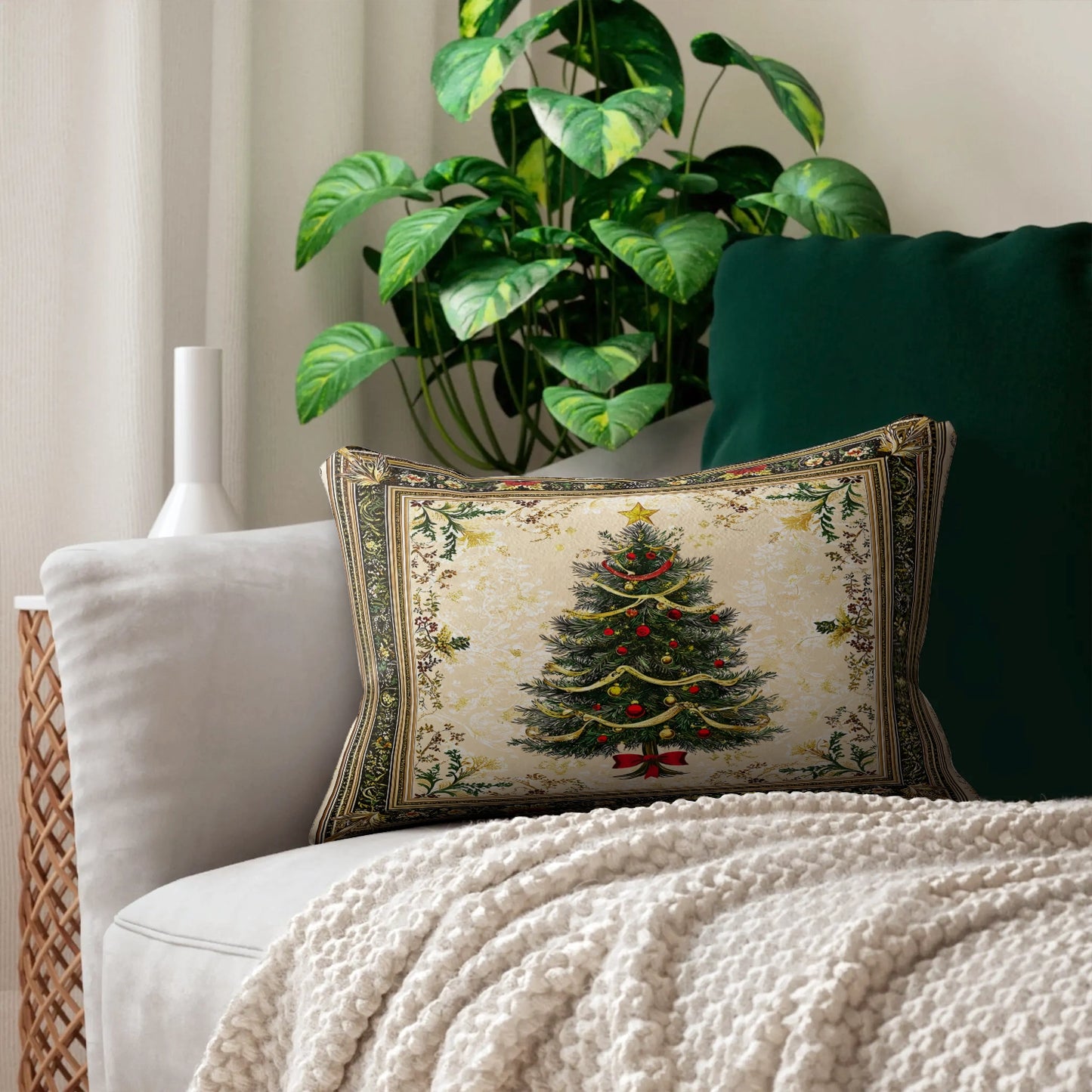 Shineful 2D Print Cushion Cover, Pillowcase, Pillows Covers - Classic Christmas Tree