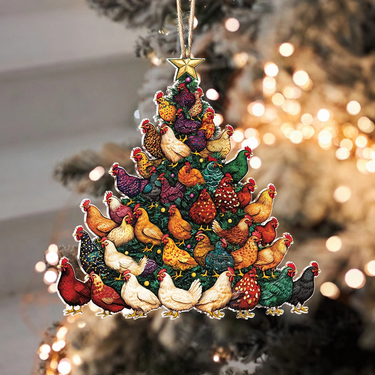 Shineful 2D Acrylic Ornament Feathered Festive Tree