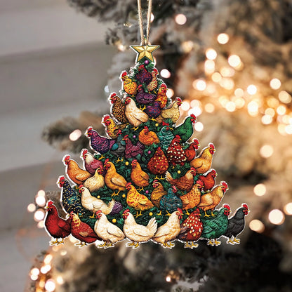 Shineful 2D Acrylic Ornament Feathered Festive Tree