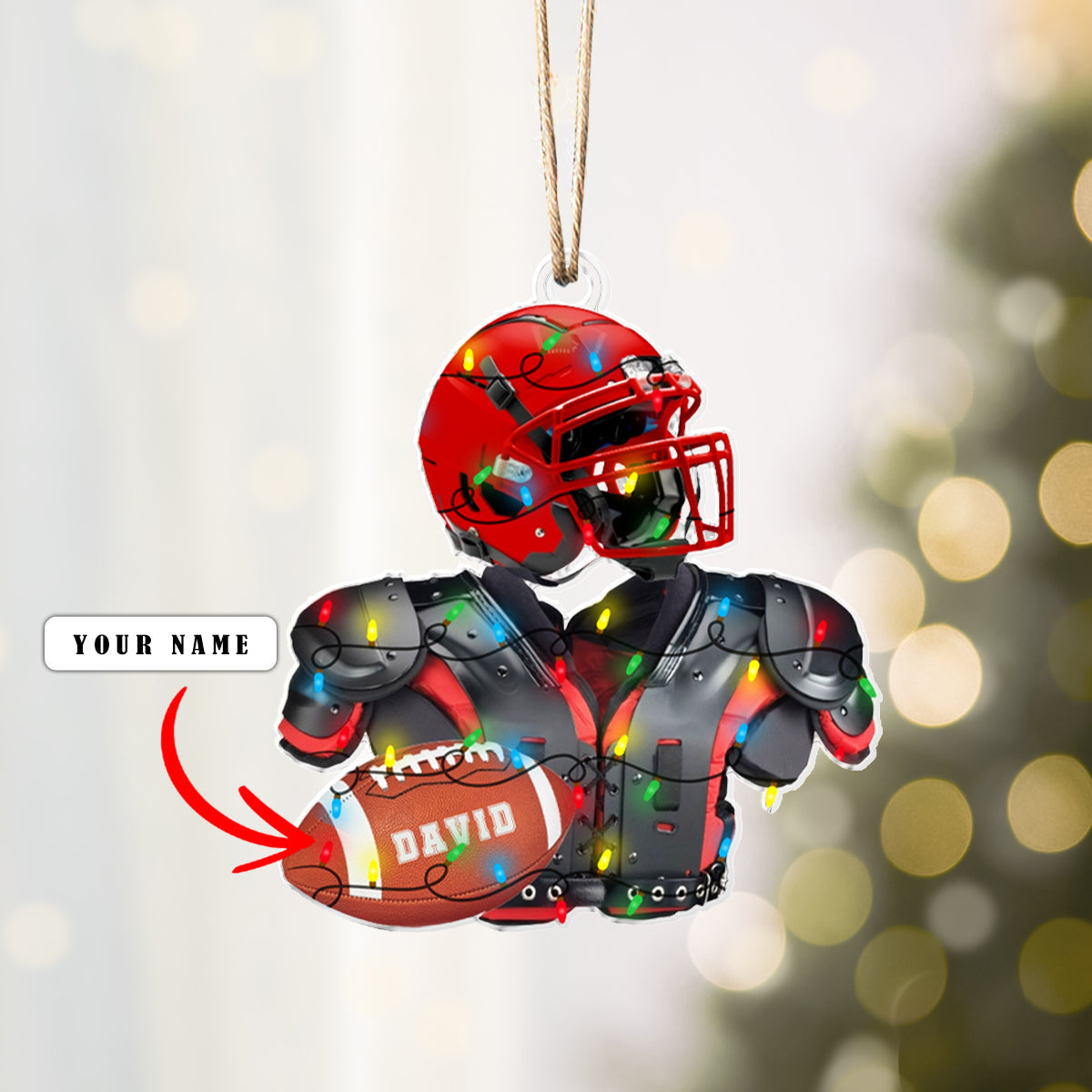 Shineful  Personalized 2D Acrylic Ornament - Football Player Christmas