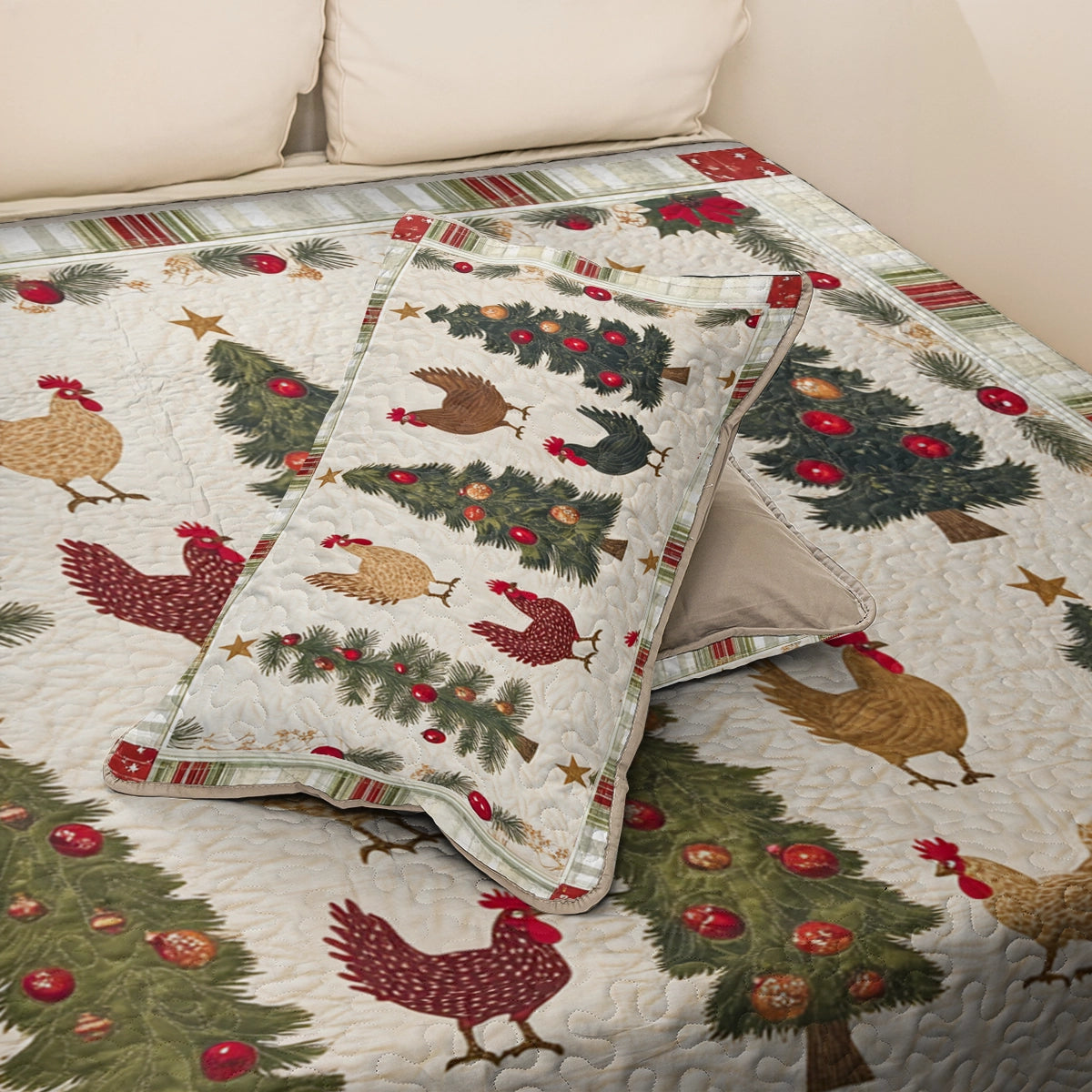 Shineful All Season Quilt 3-Piece Set Chicken Cluckmas Cheer