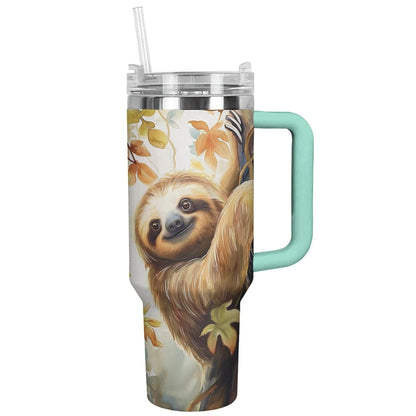 Sloth 40 Oz Shineful™ Tumbler Cute Nl09 Turquoise Blue 40Oz