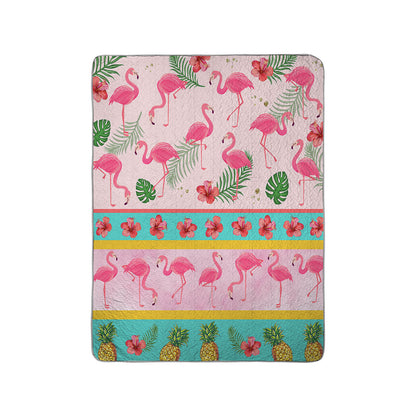 Ensemble de courtepointe toutes saisons Shineful 3 pièces Tropical Flamingo Bliss