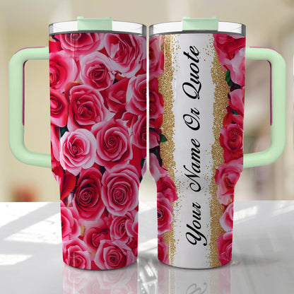 Shineful Tumbler Pink Rose With Glitter