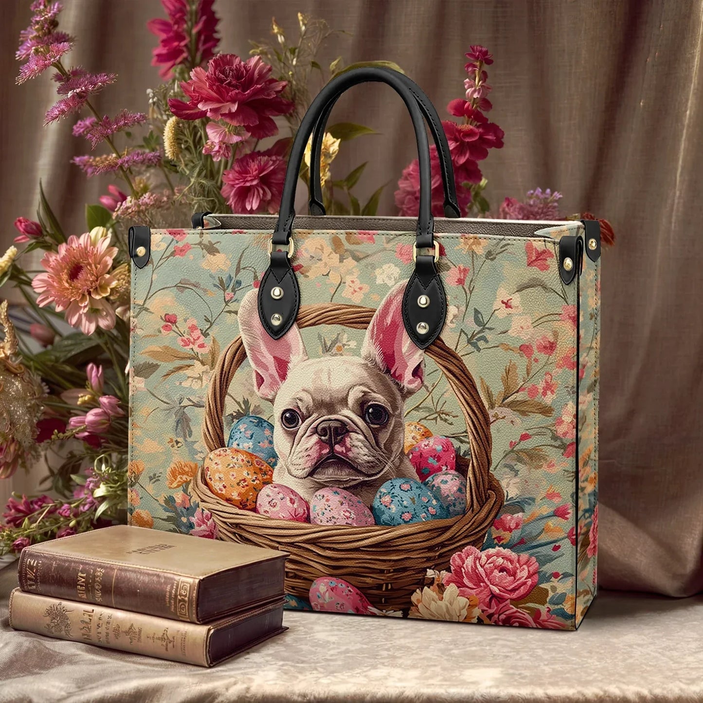 Shineful Leather Bag Floral Frenchie Easter