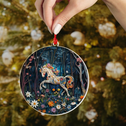 Shineful 2D Acrylic Ornament Floral Horse Holiday