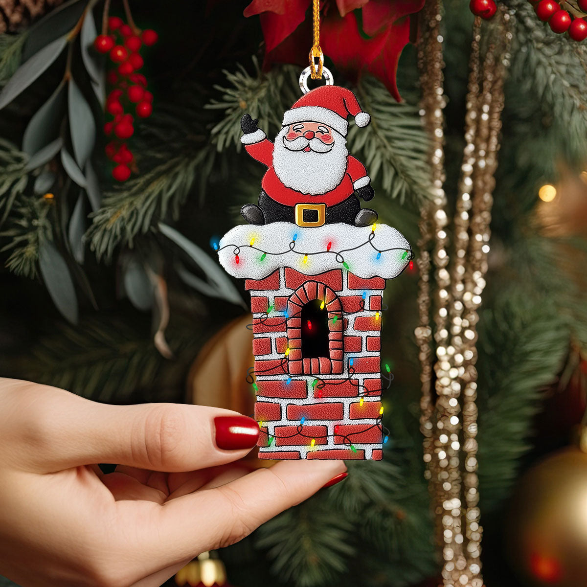 Shineful 2D Acrylic Ornament - Chimney Cheer Santa