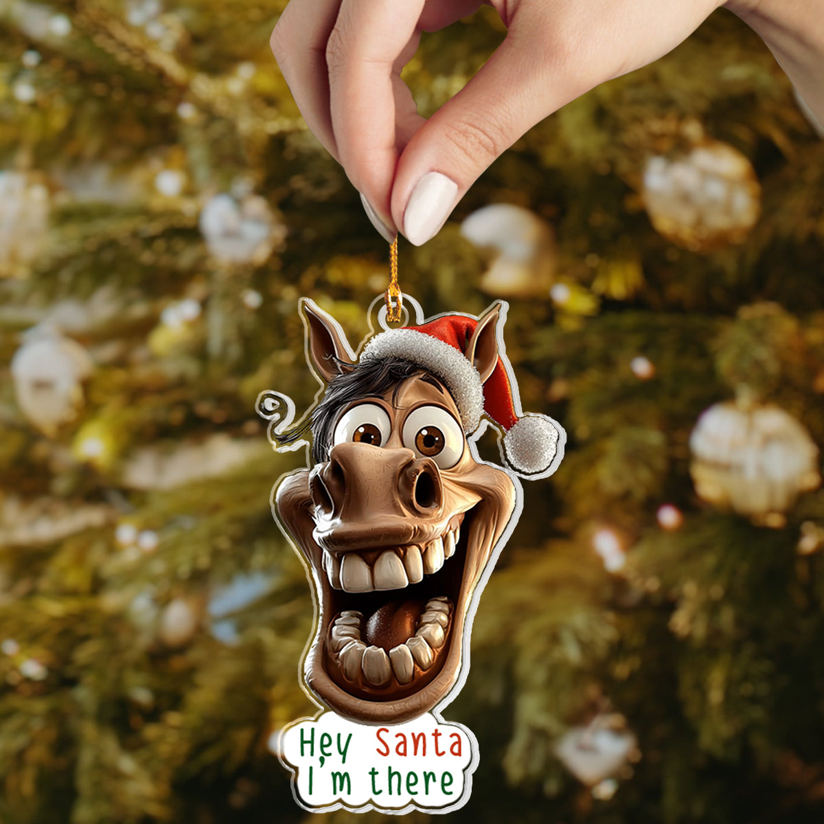 Shineful 2D Acrylic Ornament - Funny Horse Christmas