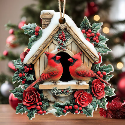 Glänzendes 2D-Acryl-Ornament - Cardinal Cozy Haven