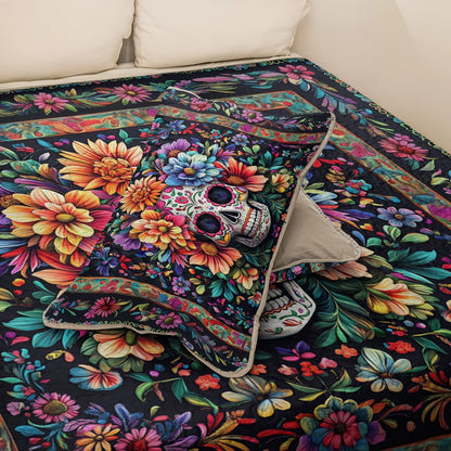 Shineful All Season Quilt 3-teiliges Set Sugar Skull Blossom