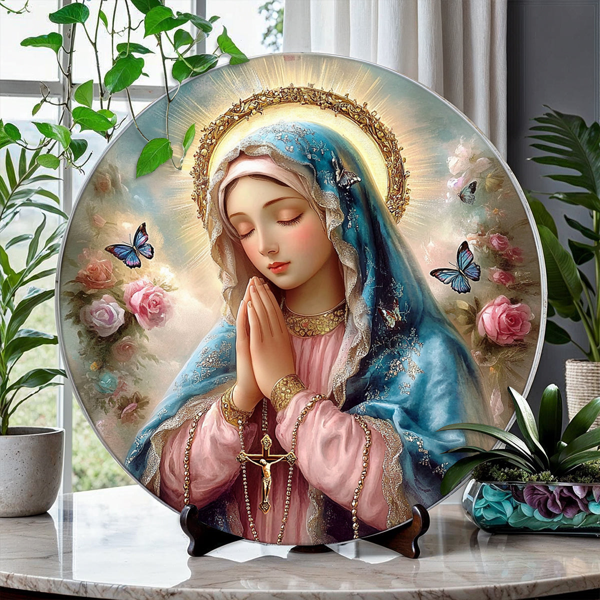 Shineful 2D Wooden Plaque, Hanging Decor, Door Sign Holy Rosary