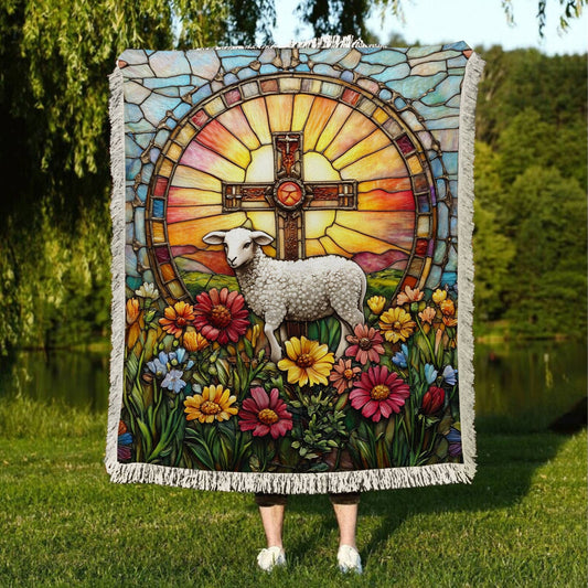 Shineful Woven Tapestry Throw Blanket Lamb of Grace