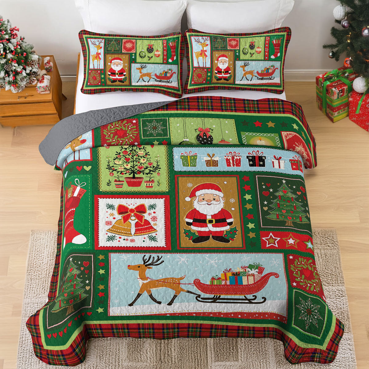 Shineful All Season Quilt 3-Piece Set Santa's Warm Wishes