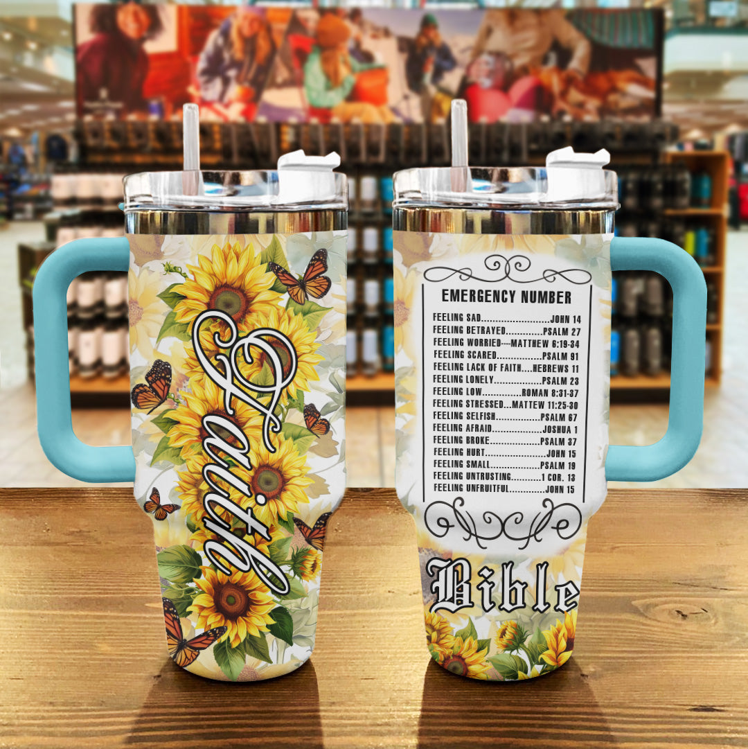 Faith 40 Oz Shineful™ Tumbler Sunflower God Nl09 Sky Blue 40Oz